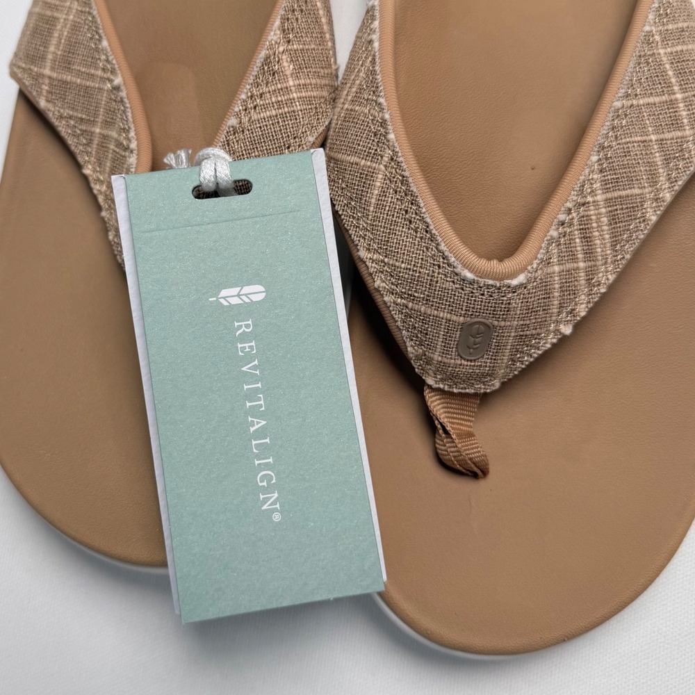 Revitalign Yumi Tan Women 7 Wide Textured Sandals Orthotic Arch Support Comfort - Picture 6 of 7